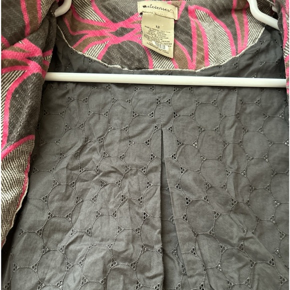 Elevenses Anthropologie Paisley Pink Grey Peacoat Sz 12 NWOT Winter Coat - Picture 9 of 9